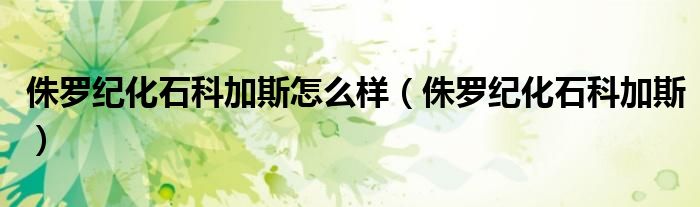 侏罗纪化石科加斯怎么样（侏罗纪化石科加斯）