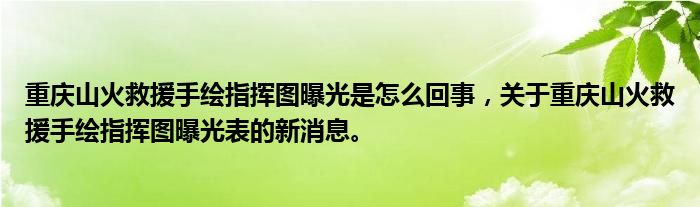 重庆山火救援手绘指挥图曝光是怎么回事，关于重庆山火救援手绘指挥图曝光表的新消息。