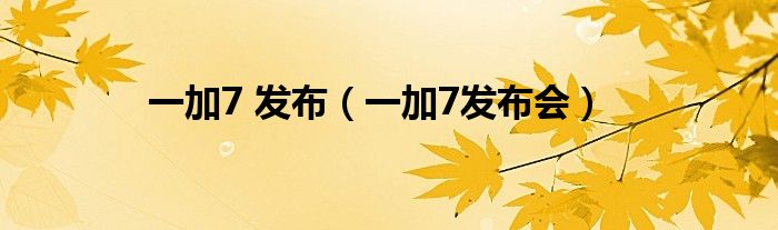 一加7 发布（一加7发布会）