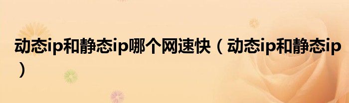 动态ip和静态ip哪个网速快（动态ip和静态ip）
