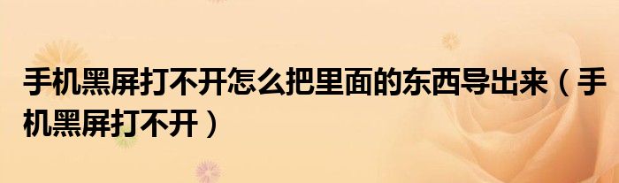 手机黑屏打不开怎么把里面的东西导出来（手机黑屏打不开）