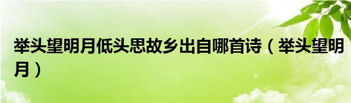 举头望明月低头思故乡出自哪首诗（举头望明月）