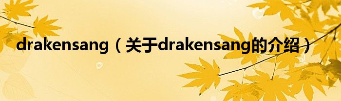 drakensang（关于drakensang的介绍）