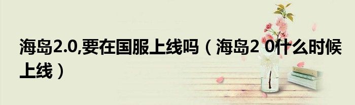 海岛2.0,要在国服上线吗（海岛2 0什么时候上线）