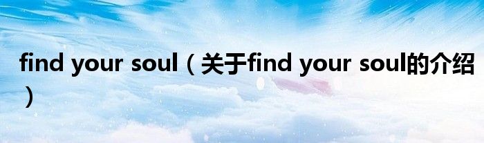 find your soul（关于find your soul的介绍）