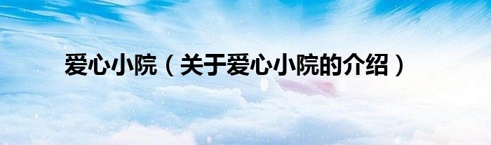 爱心小院（关于爱心小院的介绍）