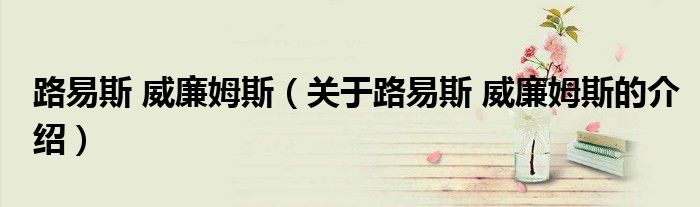 路易斯 威廉姆斯（关于路易斯 威廉姆斯的介绍）