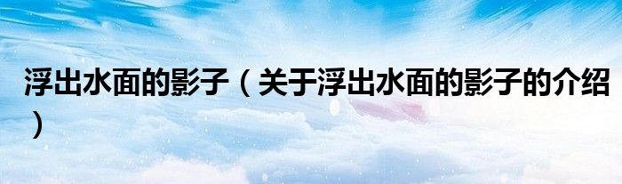 浮出水面的影子（关于浮出水面的影子的介绍）