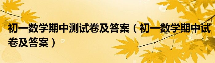 初一数学期中测试卷及答案（初一数学期中试卷及答案）