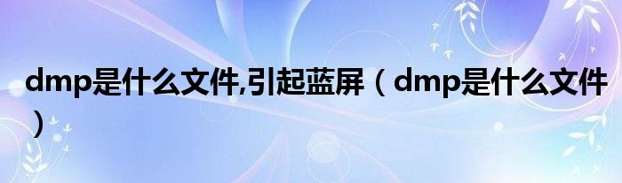 dmp是什么文件,引起蓝屏（dmp是什么文件）