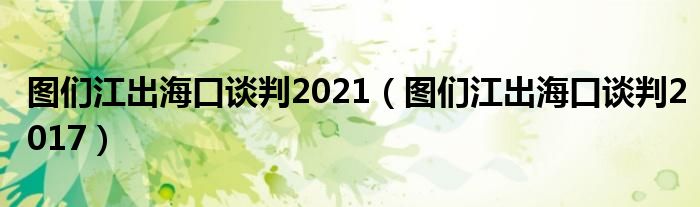 图们江出海口谈判2021（图们江出海口谈判2017）