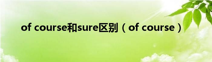 of course和sure区别（of course）