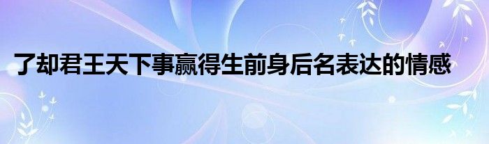 了却君王天下事赢得生前身后名表达的情感