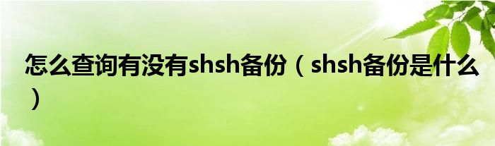怎么查询有没有shsh备份（shsh备份是什么）