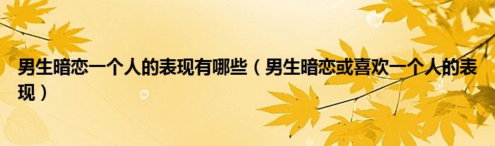 男生暗恋一个人的表现有哪些（男生暗恋或喜欢一个人的表现）