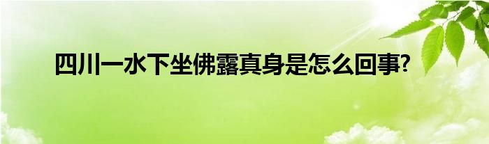 四川一水下坐佛露真身是怎么回事?