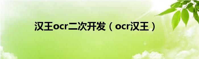 汉王ocr二次开发（ocr汉王）