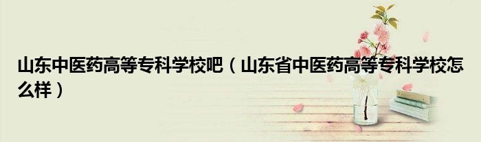 山东中医药高等专科学校吧（山东省中医药高等专科学校怎么样）