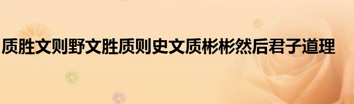 质胜文则野文胜质则史文质彬彬然后君子道理