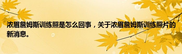 浓眉詹姆斯训练照是怎么回事，关于浓眉詹姆斯训练照片的新消息。