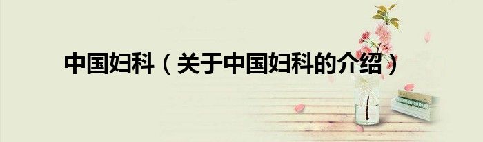 中国妇科（关于中国妇科的介绍）