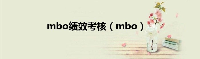 mbo绩效考核（mbo）