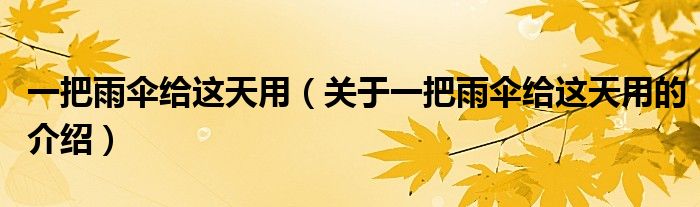 一把雨伞给这天用（关于一把雨伞给这天用的介绍）