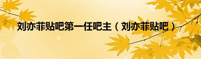 刘亦菲贴吧第一任吧主（刘亦菲贴吧）