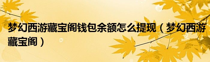 梦幻西游藏宝阁钱包余额怎么提现（梦幻西游藏宝阁）