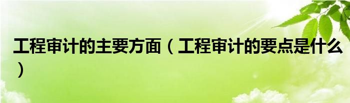 工程审计的主要方面（工程审计的要点是什么）