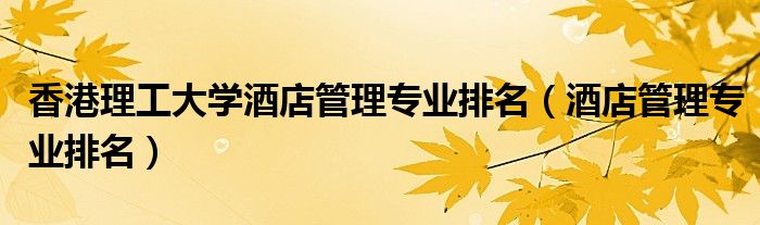 香港理工大学酒店管理专业排名（酒店管理专业排名）