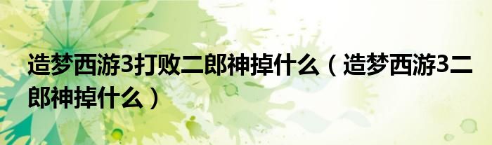 造梦西游3打败二郎神掉什么（造梦西游3二郎神掉什么）