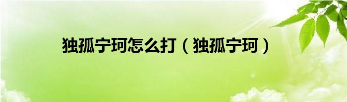 独孤宁珂怎么打（独孤宁珂）