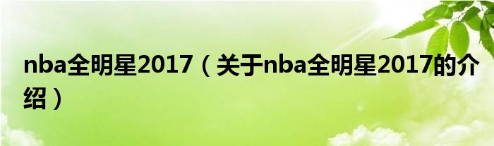 nba全明星2017（关于nba全明星2017的介绍）