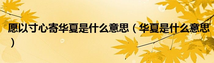 愿以寸心寄华夏是什么意思（华夏是什么意思）