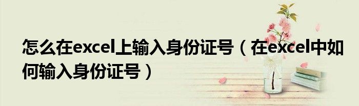 怎么在excel上输入身份证号（在excel中如何输入身份证号）