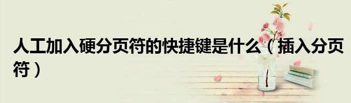 人工加入硬分页符的快捷键是什么（插入分页符）
