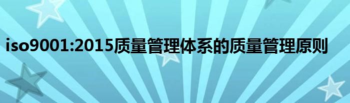 iso9001:2015质量管理体系的质量管理原则