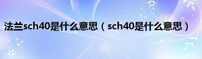 法兰sch40是什么意思（sch40是什么意思）