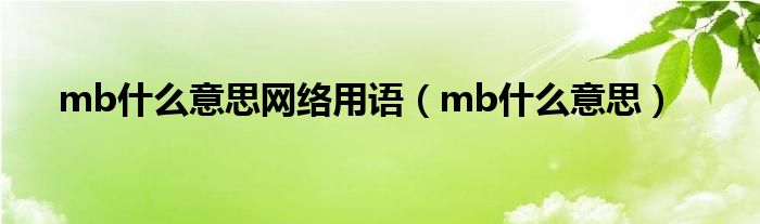 mb什么意思网络用语（mb什么意思）