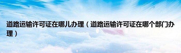 道路运输许可证在哪儿办理（道路运输许可证在哪个部门办理）