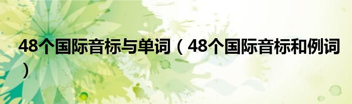 48个国际音标与单词（48个国际音标和例词）