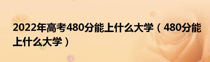 2022年高考480分能上什么大学（480分能上什么大学）
