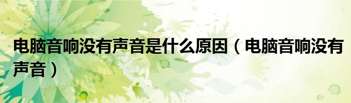 电脑音响没有声音是什么原因（电脑音响没有声音）