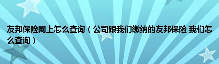 友邦保险网上怎么查询（公司跟我们缴纳的友邦保险 我们怎么查询）