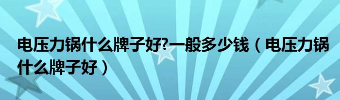 电压力锅什么牌子好?一般多少钱（电压力锅什么牌子好）