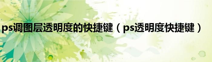 ps调图层透明度的快捷键（ps透明度快捷键）