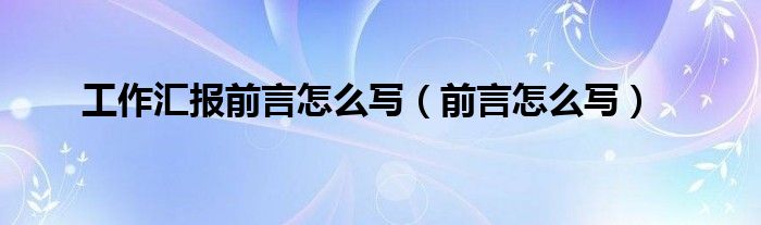 工作汇报前言怎么写（前言怎么写）