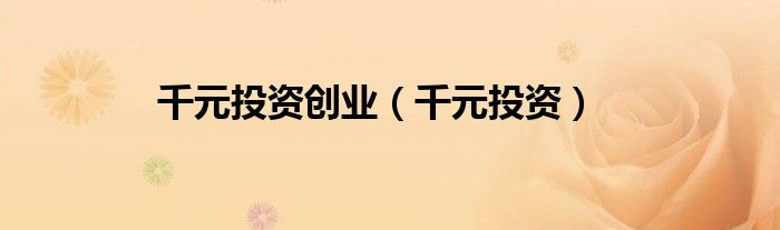 千元投资创业（千元投资）