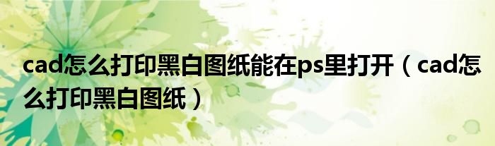 cad怎么打印黑白图纸能在ps里打开（cad怎么打印黑白图纸）